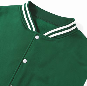 Autumn/Winter Men's Lined Casual Green <b>White</b> Color Block Striped Reversible Windproof Fleece Baseball <b>Jacket</b> Customizable - Product Image 3
