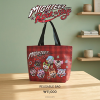 Sac en peluche réutilisable MIGHTEEZ Rock the Stage, motif à carreaux rouges avec personnages de dessins animés, thème musique pop