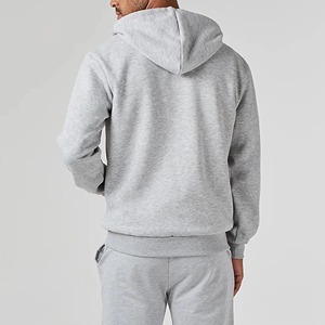 Men's Gray Hooded Tracksuit Full <b>Zip</b> Casual Sporty Style With <b>Side</b> Pockets Autumn Wear Regular Fit Solid Color 100% Cotton - Product Image 4
