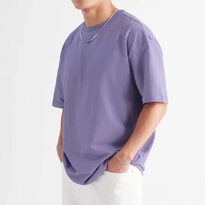 Men's <b>Tshirts</b> Streetwear Custom logo High Quality 100% Cotton Drop Shoulder Blank Heavyweight Crew Neck T-shirts - Product Image 4