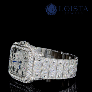 Reloj de Pulsera de Lujo para Hombre, Diseño Vintage Cuadrado, Esfera Esqueletizada, Cristal, Bisel de Acero Inoxidable, Cierre Plegable Plateado, Movimiento de Cuarzo - Product Image 2
