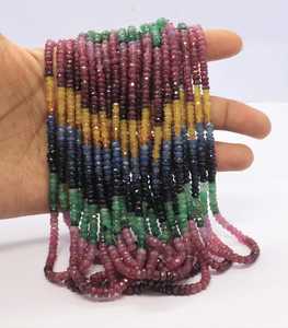 Perles Rondelles Multicolores Facettées AAA 4 MM, Perles Rondelles en Pierres Précieuses Naturelles Multicolores, Mélange de Perles Précieuses Facettées pour Bijoux - Product Image 1