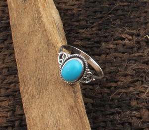 925 Sterling <b>Silver</b> Bezel Setting Turquoise Oval Cut Handmade Classic <b>Boho</b> Dainty Solitaire <b>Ring</b> Certified Jaipur Unisex - Product Image 5