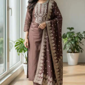 Conjunto de Kurta, Pantalón y Dupatta Bordados de Lujo para Mujer, Ropa Étnica de Diseñador, Proveedor Indio, Disponible a Precio Competitivo - Product Image 5