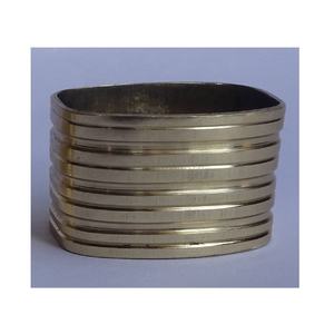 Hot Selling Luxury Stripe Design Brass Polish Metal Napkin Ring Holder Party Tableware <b>Cloth</b> <b>Paper</b> Napkin Ring Dinner <b>Table</b> - Product Image 1