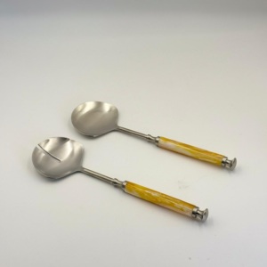 ชุดช้อนเสิร์ฟโลหะสแตนเลสพร้อมด้ามจับเรซิ่น ชุดอุปกรณ์เสิร์ฟสลัดโลหะคุณภาพพรีเมียม ขายดี - Product Image 3