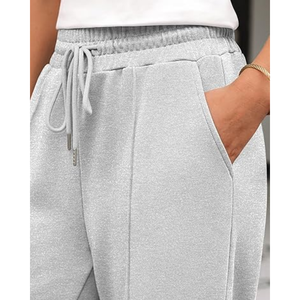 กางเกงลำลองผู้หญิง ระบายอากาศได้ดี ทรงตรง ผ้าซักแล้ว สีพื้น ทรงปกติ กางเกงสำหรับพักผ่อน กางเกงจ็อกเกอร์สำหรับเดินทาง เสื้อผ้าฤดูหนาว - Product Image 5