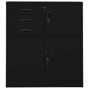 ตู้เก็บเอกสารเหล็กสีดำ ปรับระดับความสูงได้ พร้อมชั้นวางเอกสาร - Product Image 2