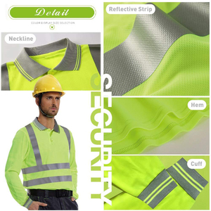 เสื้อโปโลนิรภัยแบบมองเห็นได้ชัดเจนพร้อมแถบสะท้อนแสงสำหรับงานก่อสร้างและงานบนท้องถนน เสื้อโปโลนิรภัยแขนยาว - Product Image 3