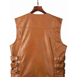 Gilet de moto en cuir de haute qualité pour homme, décontracté, imperméable, en toile, avec fermeture éclair sur le devant, pour la conduite en ville - Product Image 4