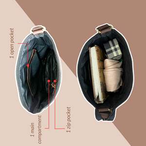 Petit sac hobo en cuir véritable pour femme – Sac à bandoulière en cuir de buffle durable et léger - Product Image 3