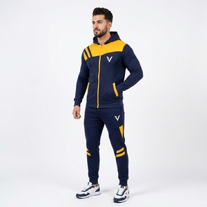Adult Unisex Washed Hooded Casual Lightweight Winter Solid <b>Tracksuit</b> Blue <b>Yellow</b> Color Long Sleeve Regular Fleece Sports Jogging - Product Image 2