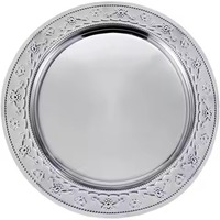 Plato de Acero Inoxidable Decorativo, Plato de Metal para Cena con Acabado Dorado para Bodas, Hoteles, Restaurantes y Eventos