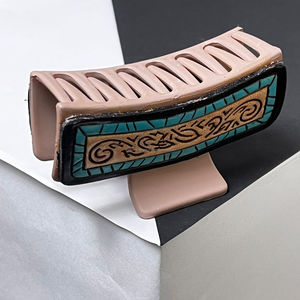 New Latest Style Fashion Elegant Large Hand <b>Tooled</b> Leather Hair Claws Personalized Custom Size Claw <b>Clip</b> for Women's Daily Use - Product Image 6