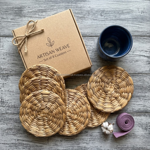 AG Elements Handmade Natural Fiber Woven Non-Slip Coaster 4 Inch Drink Mat for Hotel Restaurant <b>Table</b> <b>Protection</b> Bulk Supply OEM - Product Image 1