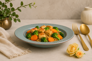 Plat rond en céramique artisanal pour la présentation des aliments, vaisselle de style restaurant, design exclusif - Product Image 4