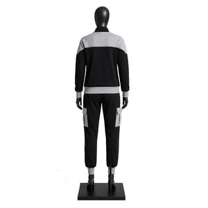 Ensemble de survêtement noir et gris pour femme, veste zippée et pantalon cargo, tenue de sport décontractée, vêtements de sport personnalisés en gros - Product Image 2
