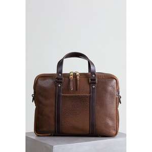 Latest Arrival Korean Style Large Capacity Genuine <b>Leather</b> Laptop Briefcase Water Resistant Custom Logo Printed Handle Closure - Product Image 3