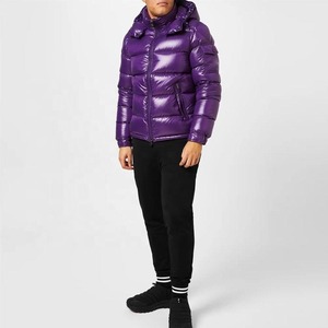2025 Custom Logo Zip-up Men's Winter Puffer <b>Jacket</b> Nylon Canvas Breathable and Windproof with Hood Solid Color Plus Size - Product Image 3