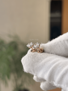 Pendientes de Oro Rosa de 14K con Diamantes Cultivados en Laboratorio en Forma de Copo de Nieve, VVS VS EF, con Detalles Marquesa, Joyería Fina al por Mayor, 1.175 Quilates - Product Image 2
