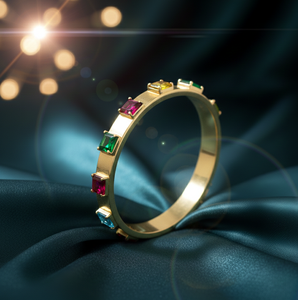 Elegante Brazalete Cuadrado con Múltiples Piedras, Plata 925, Chapado en Oro de 18K, Joyería de Diseño, Talla 2.6, Joyería de Plata Esterlina al por Mayor - Product Image 1