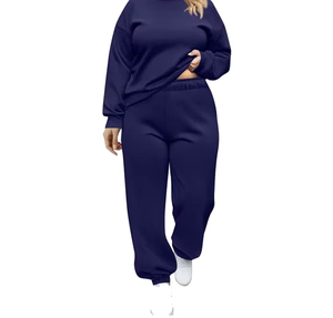 Ensemble de survêtement pour femmes de qualité supérieure, couleur unie, deux pièces, sweat-shirt et pantalon de jogging, tenue confortable pour la salle de sport et la course à pied - Product Image 1