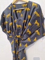 Robe kimono en coton à imprimé animal pour femme, coupe ample, paréo de plage léger, cardigan kimono d'été, tenue décontractée