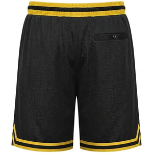 <b>Men's</b> Black Mesh Basketball <b>Shorts</b> With <b>Yellow</b> Trim Drawstring Waist Casual Athletic Workout Gym Sport <b>Shorts</b> Breathable <b>Shorts</b> - Product Image 2