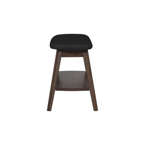 Mid Century Modern Small 2-Seater <b>Bench</b> Chair with PU Leather Upholstery Shelf Wood <b>Legs</b> Dark Grey for Home Kitchen Dining Area - Product Image 3
