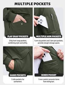 TACVASEN เสื้อแจ็คเก็ตบอมเบอร์ผู้ชาย เสื้อแจ็คเก็ตบุนวมหนา ซิปปิด กันน้ำ กันลม เสื้อโค้ทกันหนาวพร้อมกระเป๋า 6 ช่อง - Product Image 4