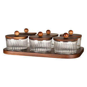 Walnut Wood Kitchen Tableware Serving <b>Snack</b> Tray with 1 Compartment for Dry Fruit Candy Dessert American Style Polished Finish - Product Image 1
