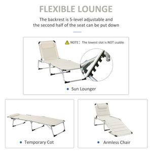 Chaise de plage pliable, chaise longue confortable pour la détente en plein air - Product Image 4