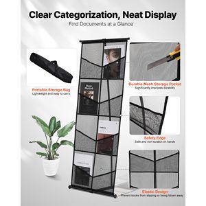 Espositore a 4 livelli in rete per brochure con 8 tasche e spessore di 3 mm - Porta riviste e cataloghi da terra - Product Image 4