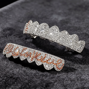 Grillz personnalisés en moissanite sertie de pierres, en argent sterling 925, pour hommes et femmes, collection de bijoux de luxe - Product Image 2