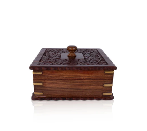 Wood Spice <b>Box</b> Customized Top Quality Natural Wooden Spice <b>Box</b> With Carved Lid And Brass Accents Spice <b>Box</b> - Product Image 1