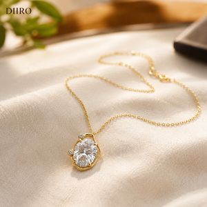 Premium Moissanite Oval Shape Diamond <b>Pendant</b> 18K Vermeil Yellow <b>Gold</b> Everyday Wear Jewelry - Product Image 1