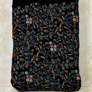 Embroidered Velvet Fabric Velvet Fabric <b>for</b> Dress Velvet Lace Fabric <b>for</b> African Fashion Abaya Kaftan Garment Export EU UK Buyer - Product Image 1