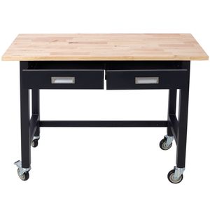 Banco da Lavoro in Legno di Bambù Resistente da 48 Pollici con Cassetto Portaoggetti, Carrello Utilitario Portatile, Tavolo da Lavoro per Garage, Casa, Ufficio, Banco da Lavoro da 20 Pollici - Product Image 5