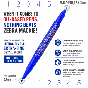 Fabriqué au Japon, stylo marqueur à base d'huile ultra fin Zebra Mackee Care, ensemble de 3 couleurs, séchage rapide, imperméable, 0,3 mm, 0,7 mm - Product Image 6