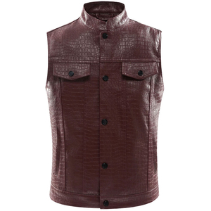 Chaleco de Cuero Genuino para Hombre, Chaleco de Motociclista sin Mangas para Invierno, con Bolsillo Frontal, Transpirable e Impermeable - Product Image 2