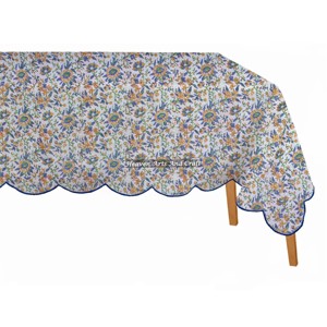 Mantel de Mesa de Algodón Lavable con Borde Festoneado para Comedor, Mantel Rectangular de Algodón con Estampado a Mano de Primera Calidad - Product Image 6