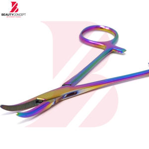 Pinzas Hemostáticas Largas 5 con Punta Curva Totalmente Dentada, Fabricadas en Acero Inoxidable, Color Titanio Multicolor, Pinzas de Bloqueo Kelly - Product Image 2