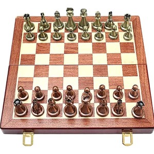 Wholesale Portable Magnetic Folding <b>Wooden</b> <b>Chess</b> Board Game Metal <b>Pieces</b> Deluxe Travel <b>Chess</b> Set Custom Logo <b>Wooden</b> <b>Chess</b> Set - Product Image 2