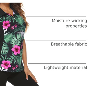 Camisetas polo sin mangas con cremallera de un cuarto para mujer, personalizadas, que absorben la humedad, atléticas, sublimadas, para tenis, golf y deportes al aire libre. - Product Image 3