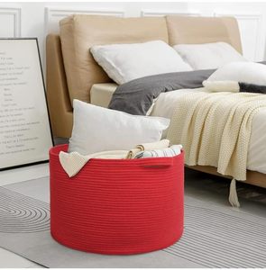 Premium Cotton Storage <b>Basket</b> for Clothes <b>Foldable</b> Laundry Organizer Bin Durable Fabric Storage for Home Closet - Product Image 5