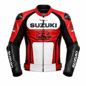 Chaqueta de Motociclismo para Hombre Zuzuki, de Cuero Vacuno Genuino, con Protección de Nivel 2 CE y Soporte para la Espalda - Product Image 1