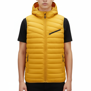 Custom Logo Design Quality Fashion Winter Wear Quilted <b>Packable</b> Puffer Vest Regular Sleeve Puff <b>Jacket</b> Men Plain Dyed Zipper OEM - Product Image 1