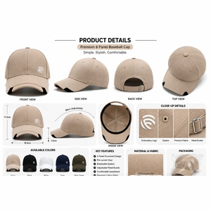 Gorra de Béisbol Unisex Personalizada de 6 Paneles – Gorra Deportiva Ajustable de Sarga de Algodón con Logotipo Bordado - Product Image 2