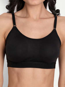 Women High Support Seamless Moulded Solid Black Sports Bra with Removable <b>Pads</b> and Crystal Decoration for <b>Running</b> - Product Image 3