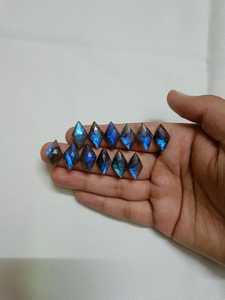 Natural Gemstone Checker Cut Cabochon 11x19mm 5mm Thickness Polished Loose Stone Blue Fire Color <b>Play</b>/Fire for Jewelry - Product Image 1